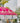 Todo Bien Bali parasol, fuchsia met goud fringe, 250 cm