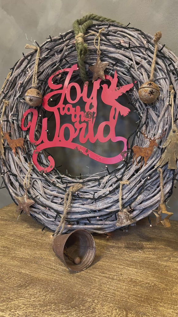 Rustieke kerstkrans Joy to the World , aanvullende productfoto
